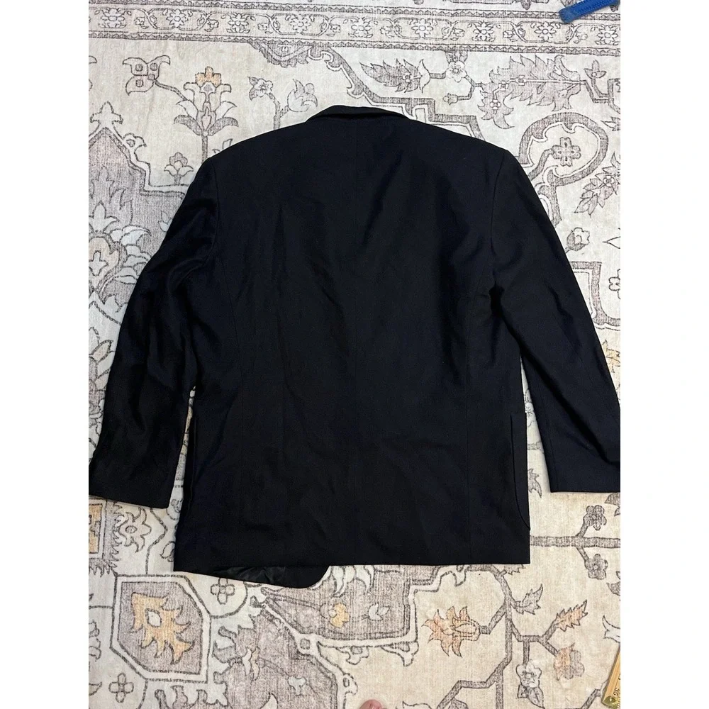 Oscar‎ De La Renta Blazer Men's Size 42R Cashmere Blend Black Single Breasted